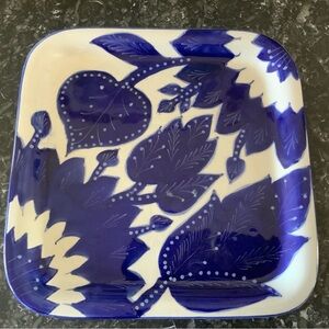 Le Souk Ceramique Tunisia Blue & White Hand Painted PLATE 12 X 12” RARE
